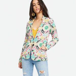 Anthropologie Aldomartins Jacket Women XS Multicolor Floral Knit Nordic Chic
